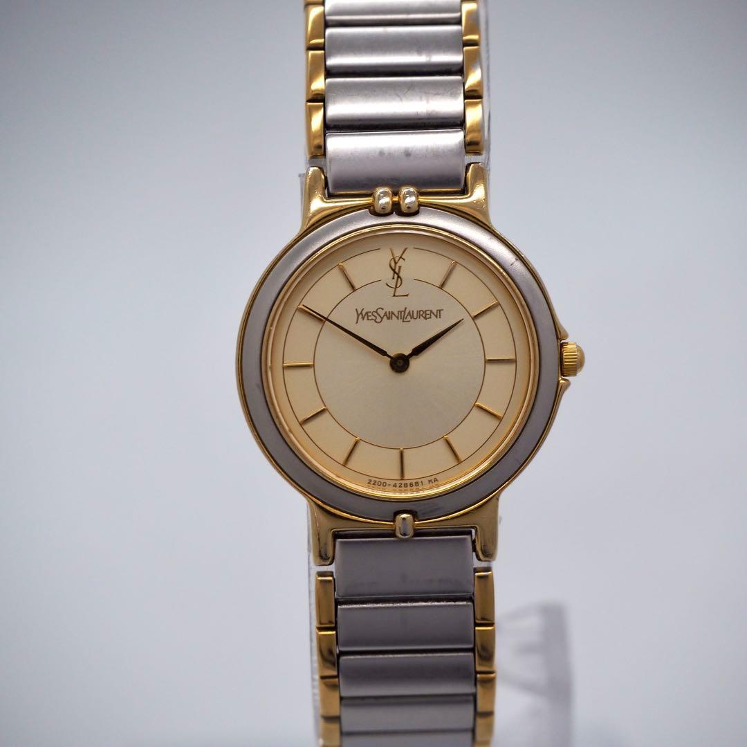 396 稼働 イヴサンローラン　レディース 時計 ゴールド コンビ　アンティーク