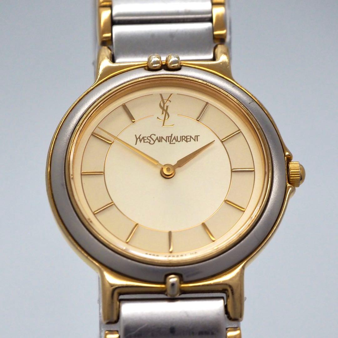 396 稼働 イヴサンローラン　レディース 時計 ゴールド コンビ　アンティーク