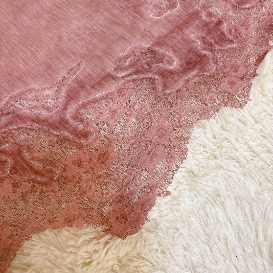 美品☆Faliero Sarti レース ストール ローズピンク フラワー 絹
