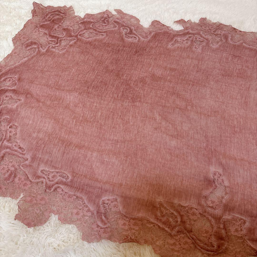 美品☆Faliero Sarti レース ストール ローズピンク フラワー 絹
