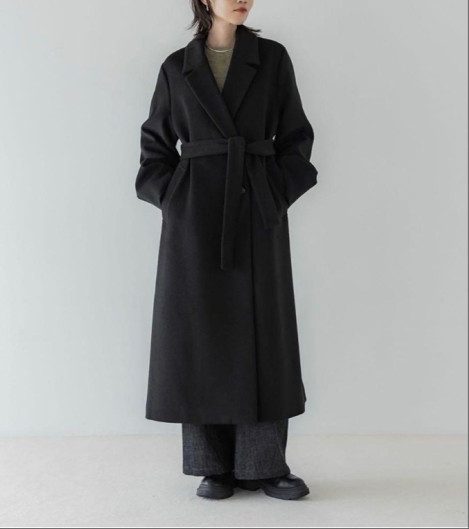 【新品未使用】crewre アジャスタブルウールロングコート ブラック 2