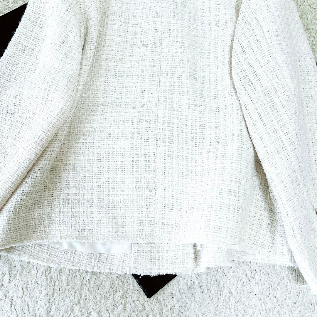 ピュアルセシン★未使用タグ付★ツイードノーカラージャケット★ゆったり★アイボリー