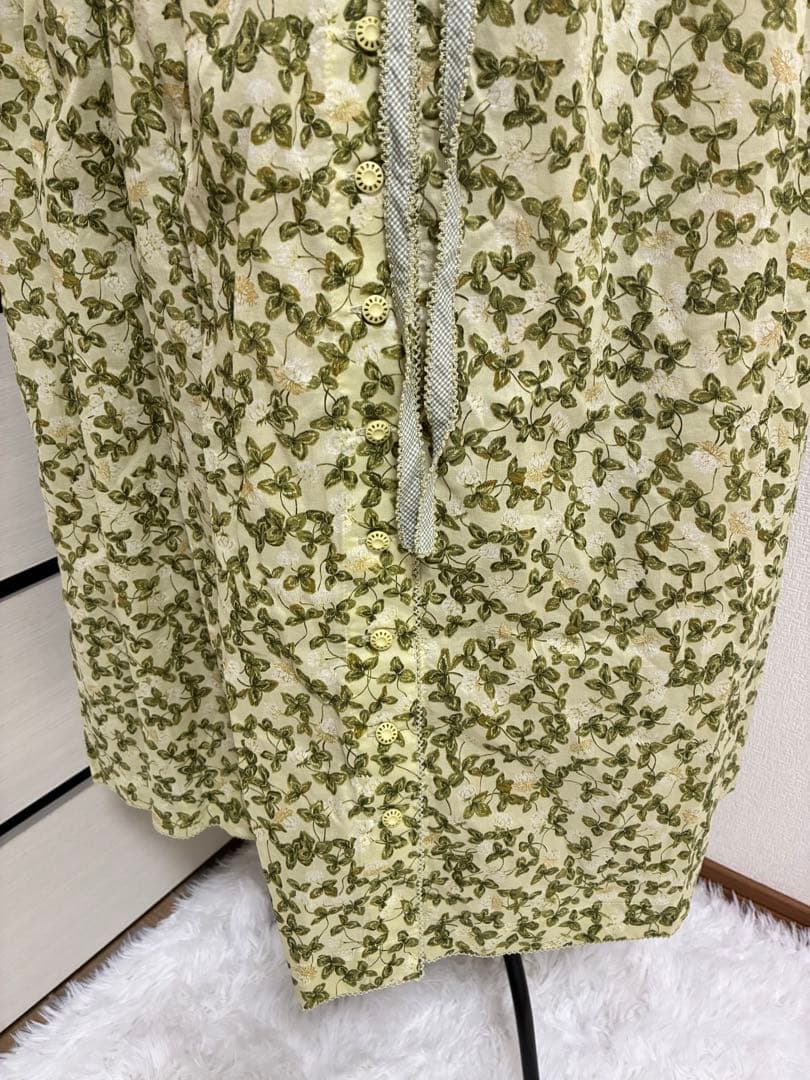 極美品✨ワンダフルワールド　カネコイサオ　花柄レース襟 半袖ロングワンピース