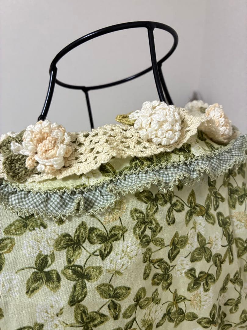 極美品✨ワンダフルワールド　カネコイサオ　花柄レース襟 半袖ロングワンピース