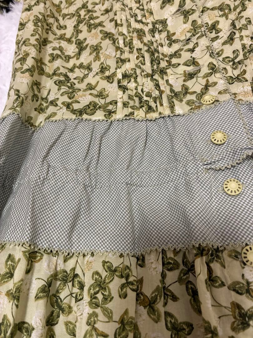 極美品✨ワンダフルワールド　カネコイサオ　花柄レース襟 半袖ロングワンピース