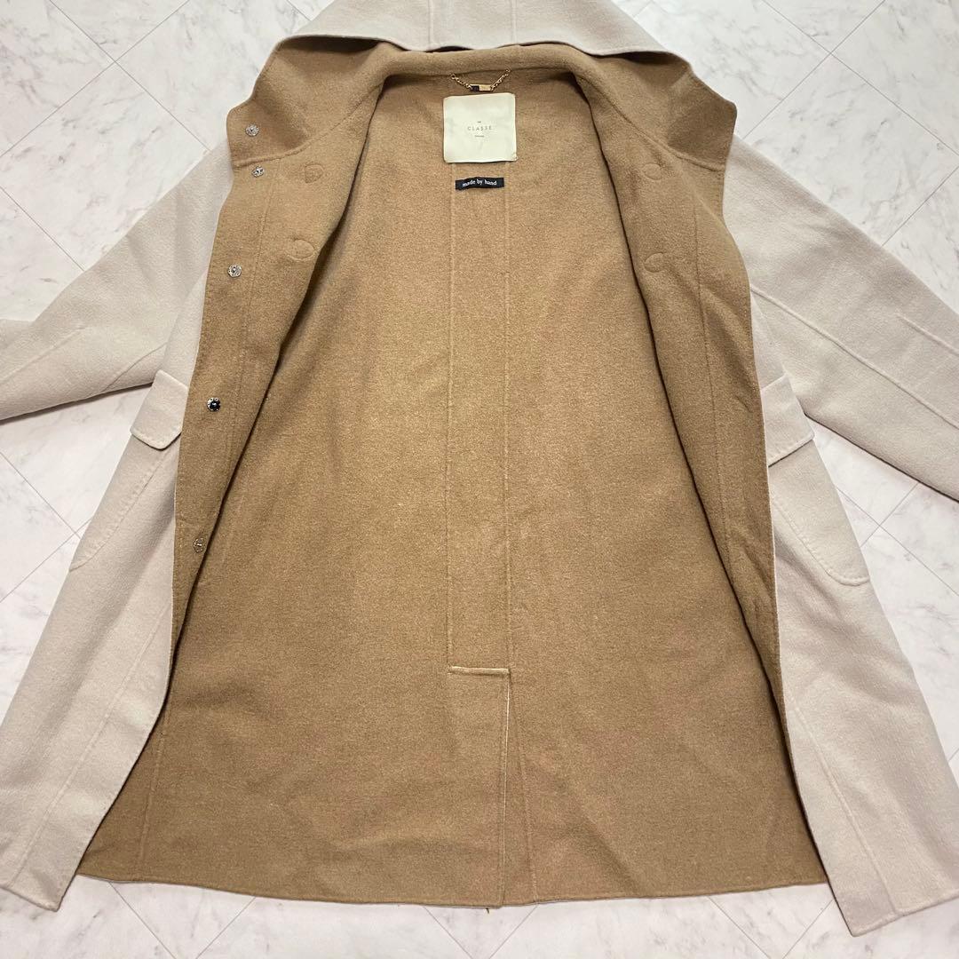 美品✨DoCLASSE カシミヤ混ウールリバー ダッフルコート　ベージュ　L