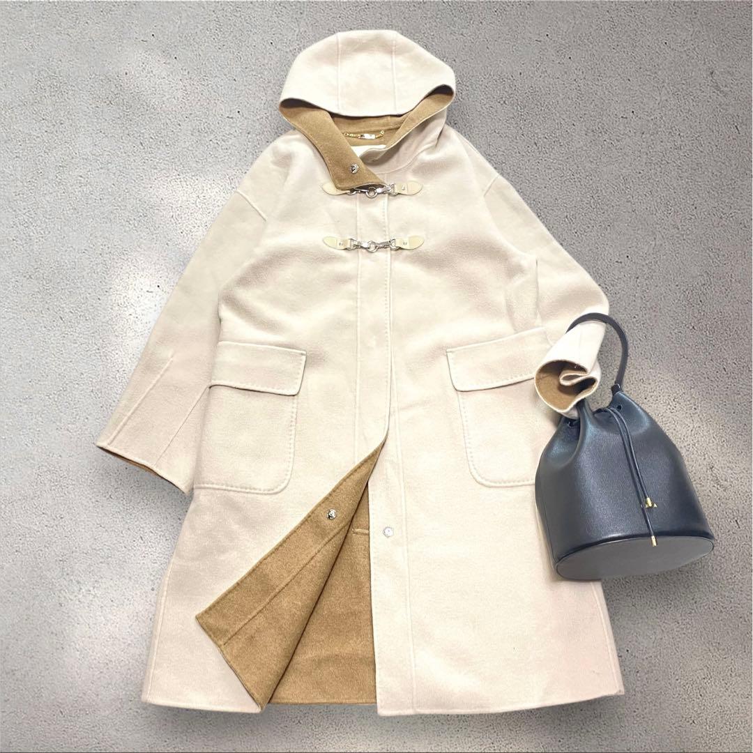 美品✨DoCLASSE カシミヤ混ウールリバー ダッフルコート　ベージュ　L