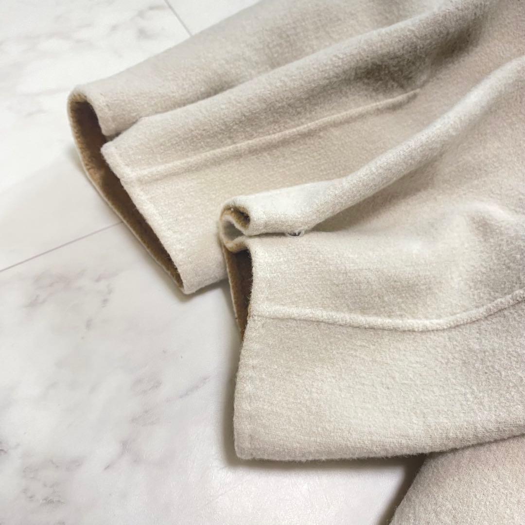 美品✨DoCLASSE カシミヤ混ウールリバー ダッフルコート　ベージュ　L