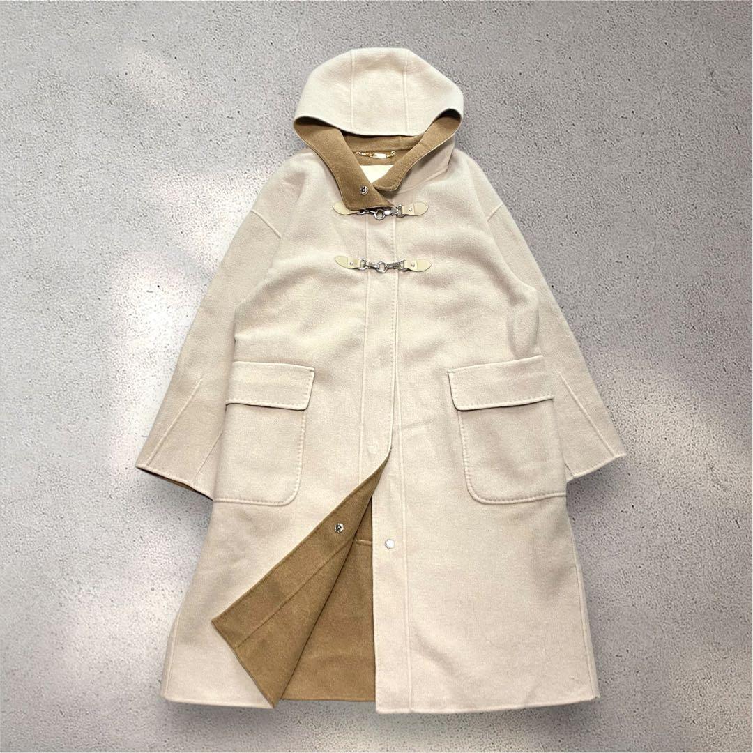 美品✨DoCLASSE カシミヤ混ウールリバー ダッフルコート　ベージュ　L