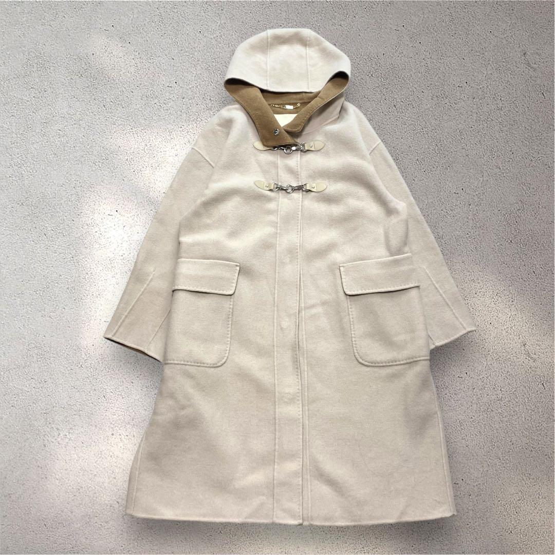 美品✨DoCLASSE カシミヤ混ウールリバー ダッフルコート　ベージュ　L
