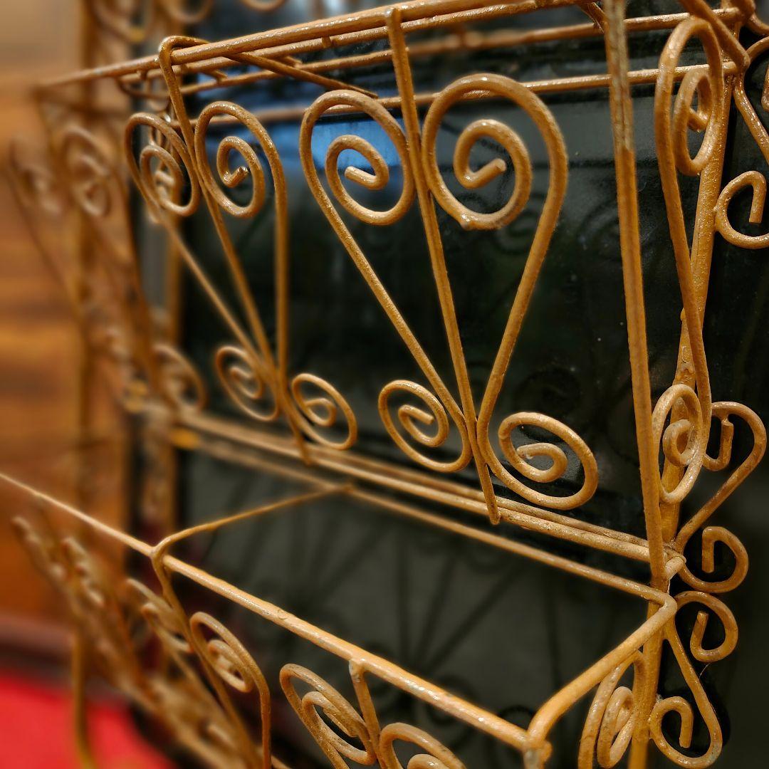 レトロ 金属製 回転式 両面 スリッパラック 飾り棚 家具 古道具