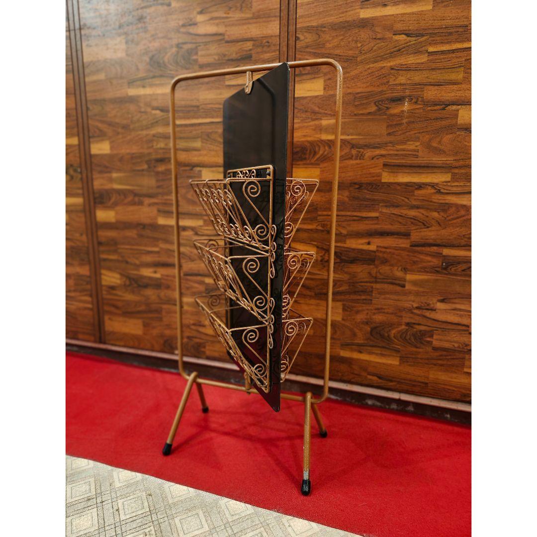 レトロ 金属製 回転式 両面 スリッパラック 飾り棚 家具 古道具