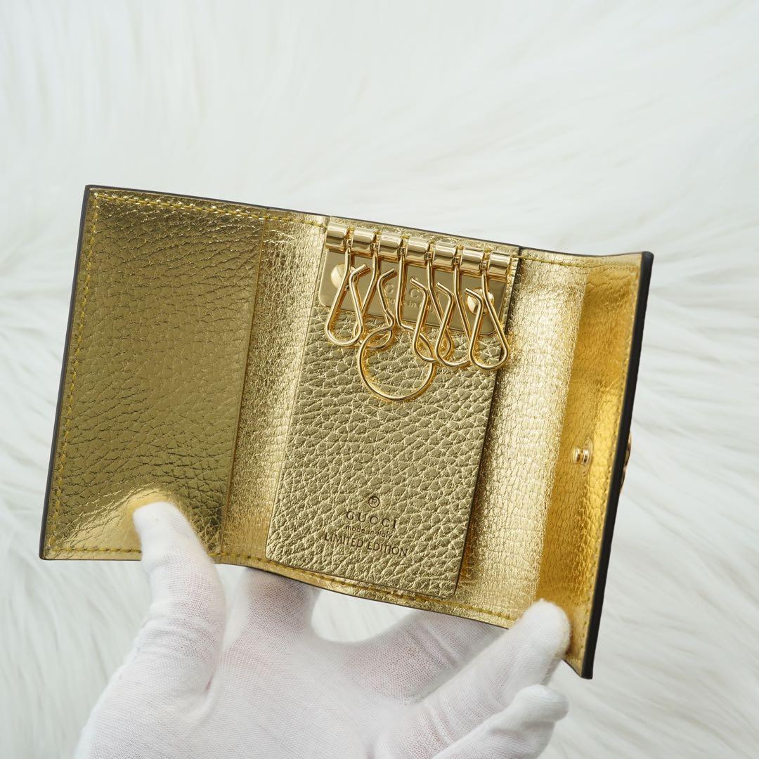 未使用品　箱付き　GUCCI グッチ　キーケース　GG柄　マーモント　ゴールド