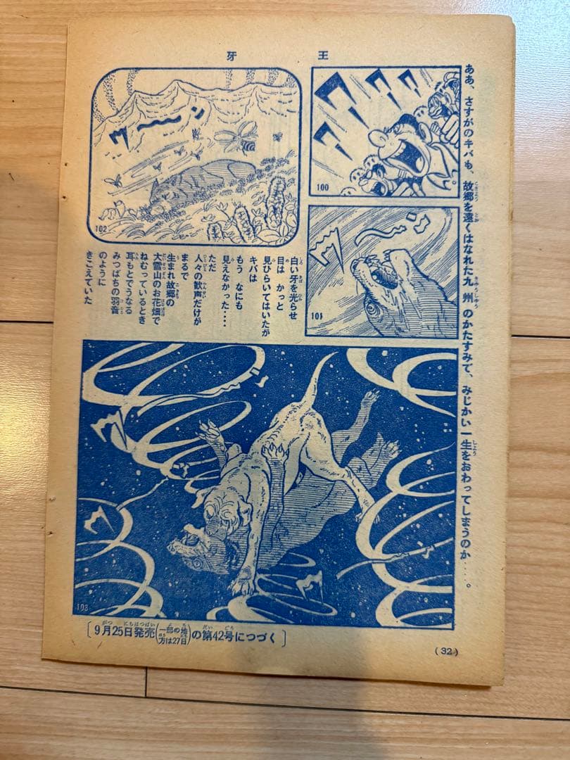 切り抜き　牙王　少年マガジン1965年41号　石川球太　戸川幸夫