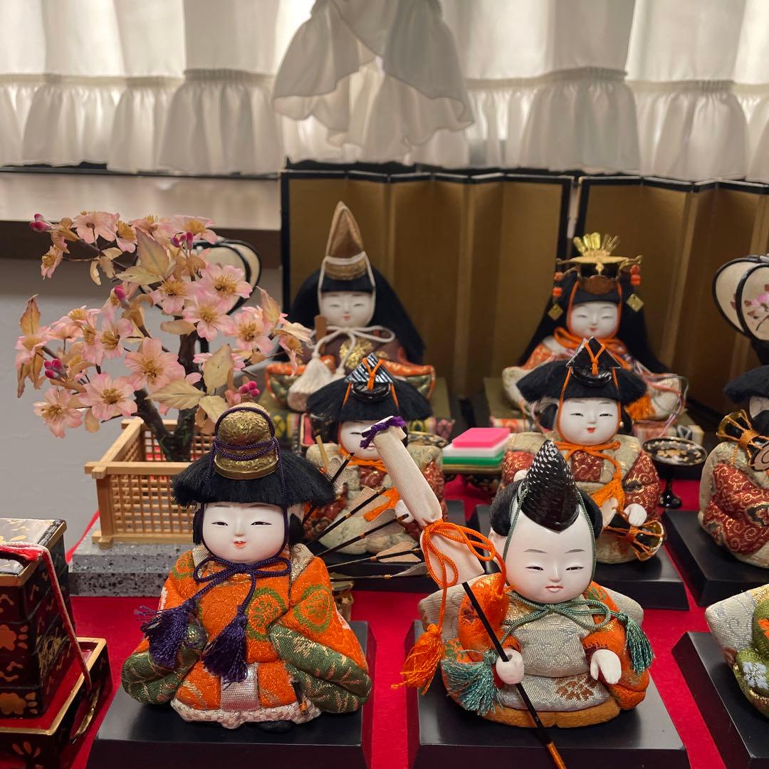 雛人形 お雛様 15人揃　木目込み人形 レトロ　お人形のみ