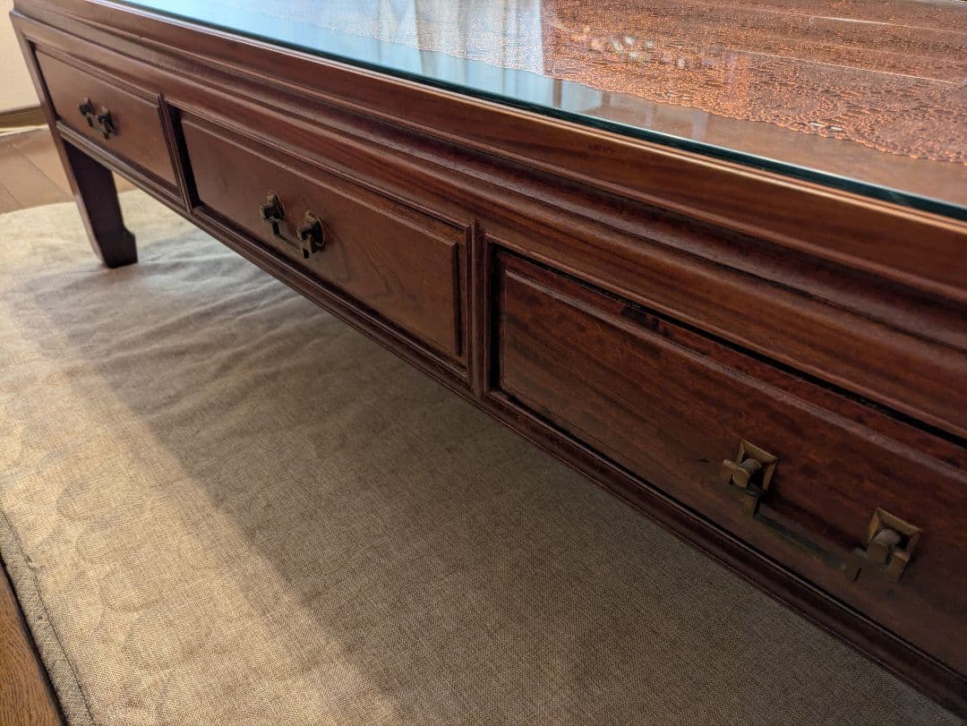 【yuki】中国木製彫刻入り応接セット【引き取り専用】