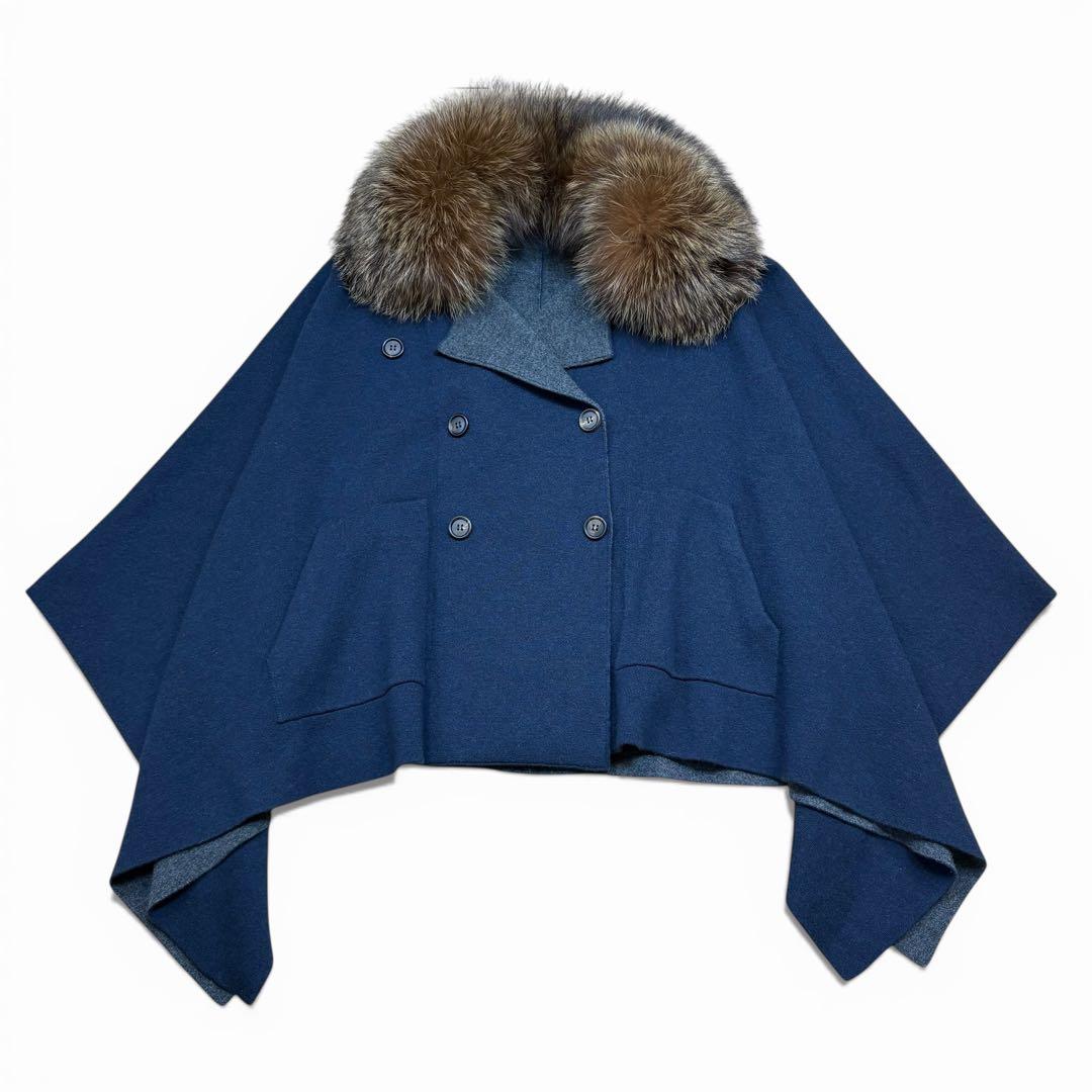 未使用品 BRUNELLO CUCINELLI カシミヤ100 ポンチョ ファー