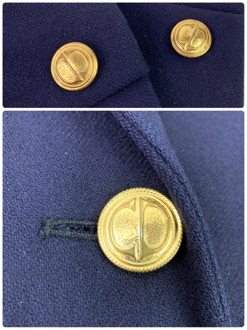 クリスチャンディオール 紺 ブレザー ジャケット 旧ロゴ ワッペン