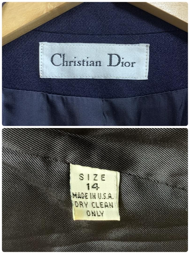 クリスチャンディオール 紺 ブレザー ジャケット 旧ロゴ ワッペン