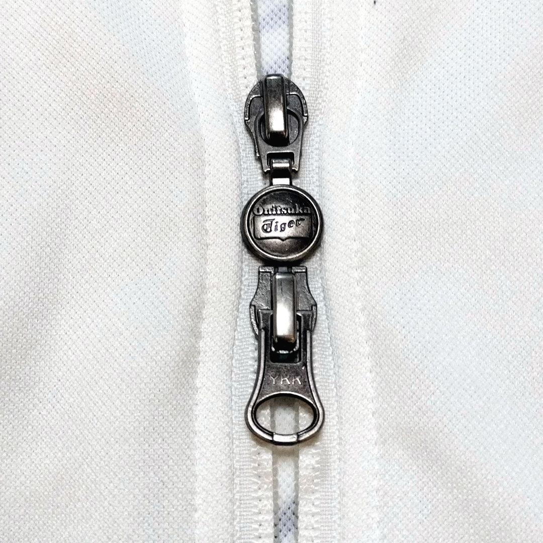オニツカタイガー 刺繍ロゴ バックプリント 見返り虎 トラックジャケット L 白