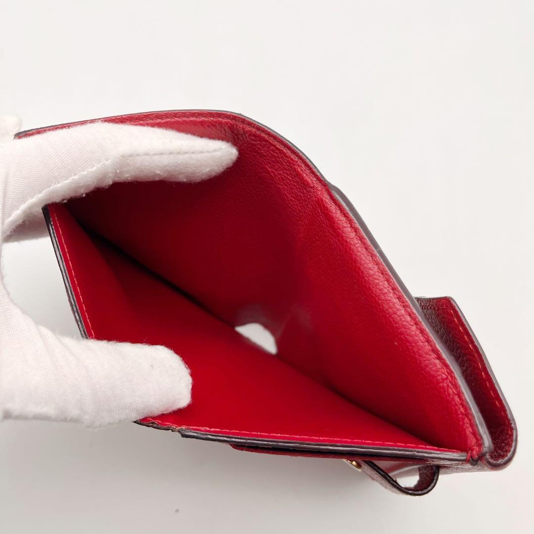 ルイヴィトン　モノグラム　ポルトフォイユ　パラス　コンパクト　二つ折り財布　赤