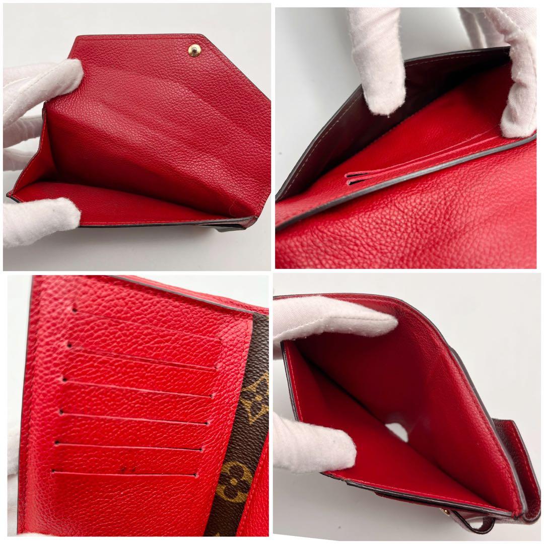 ルイヴィトン　モノグラム　ポルトフォイユ　パラス　コンパクト　二つ折り財布　赤