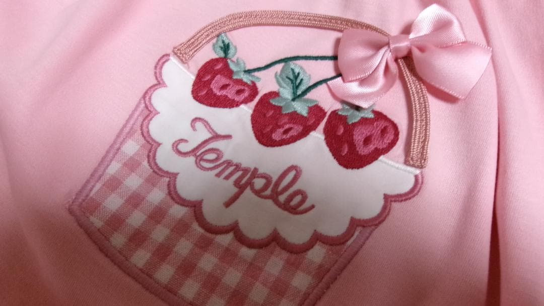 ◆ピンク◆いちごバスケットアップリケカットソーワンピース◆シャーリー◆120◆