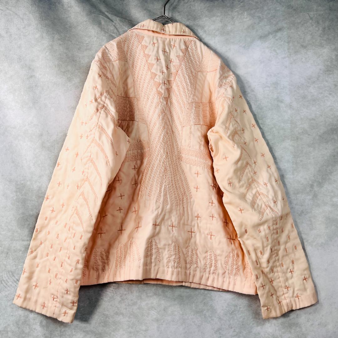 【希少・イッセイミヤケ】ジャケット チャイナボタン 異素材 刺繍 アート L