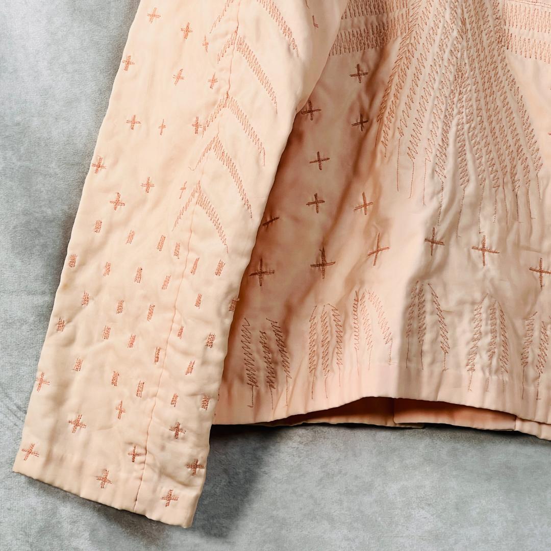 【希少・イッセイミヤケ】ジャケット チャイナボタン 異素材 刺繍 アート L