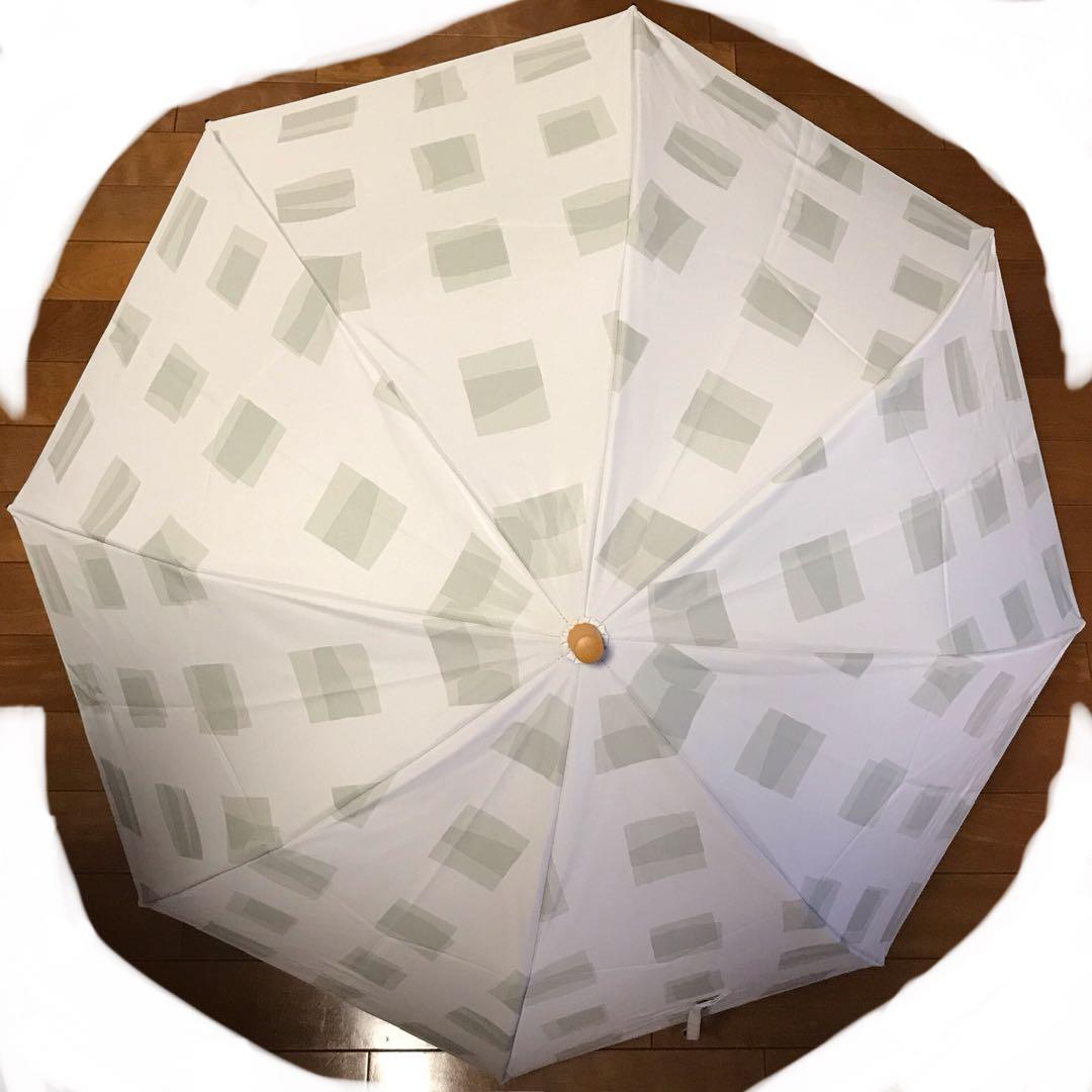 サンバリア100　2段折　キューブ　グレー　木ストレート手元