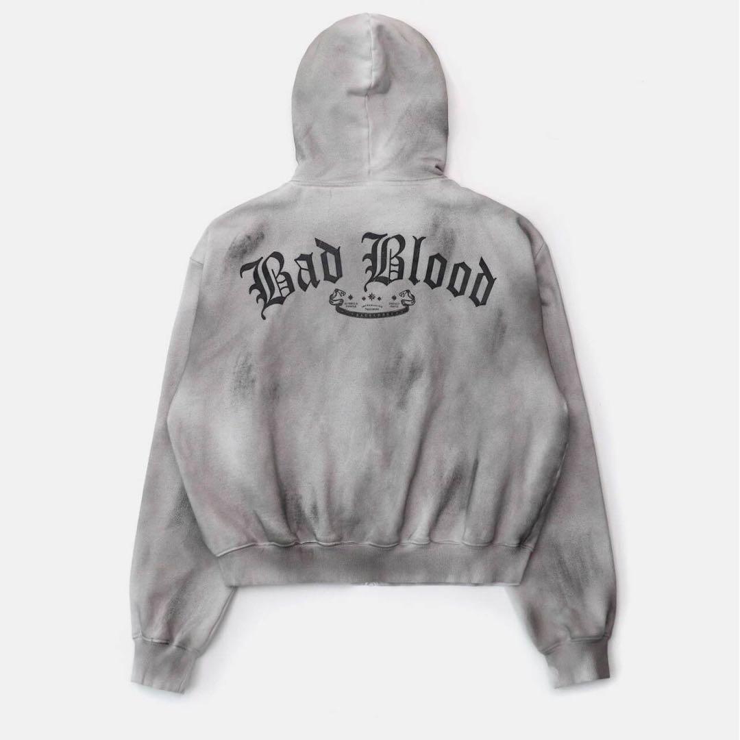 Bad Blood ホワイト ジップアップパーカー 男女兼用