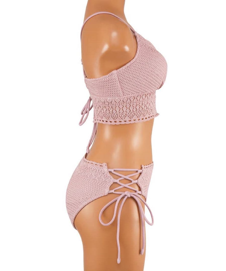 【完売レア】LIP SERVICE ラメニットビキニ ピンク M相当 ニット水着