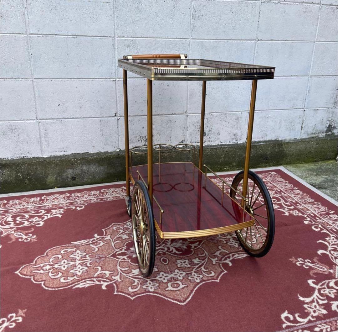 古家具 アンティークデザイン◾️キッチンワゴン 台車 木製ウッドハンドル