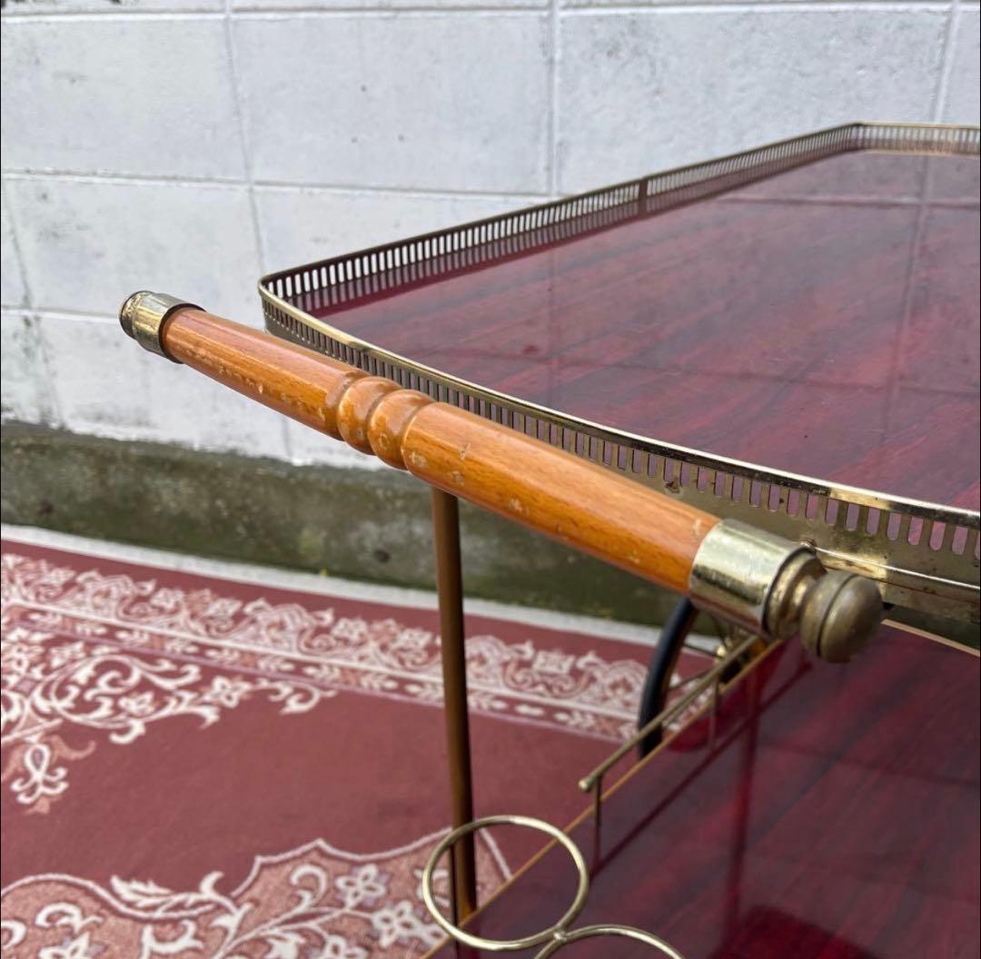 古家具 アンティークデザイン◾️キッチンワゴン 台車 木製ウッドハンドル