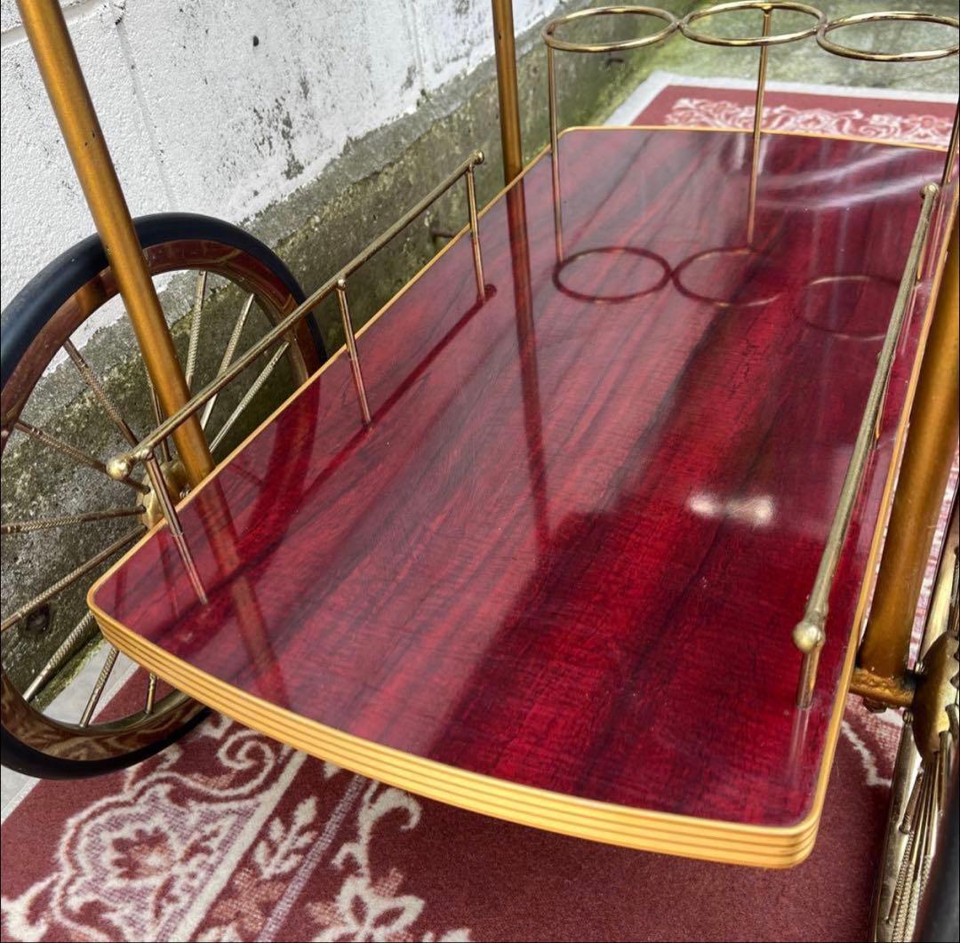 古家具 アンティークデザイン◾️キッチンワゴン 台車 木製ウッドハンドル