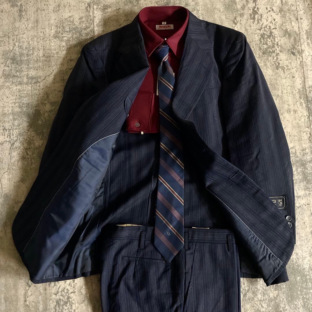 未使用 Christian Dior ディオールネクタイ 極上ウール 濃紺スーツ