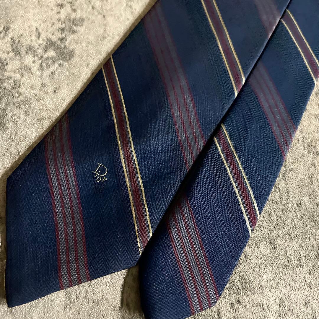 未使用 Christian Dior ディオールネクタイ 極上ウール 濃紺スーツ