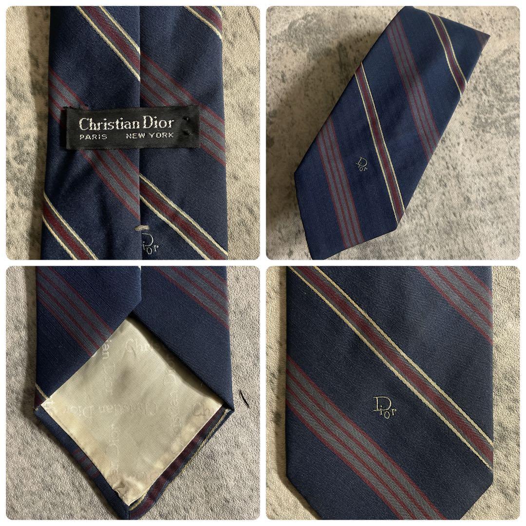 未使用 Christian Dior ディオールネクタイ 極上ウール 濃紺スーツ
