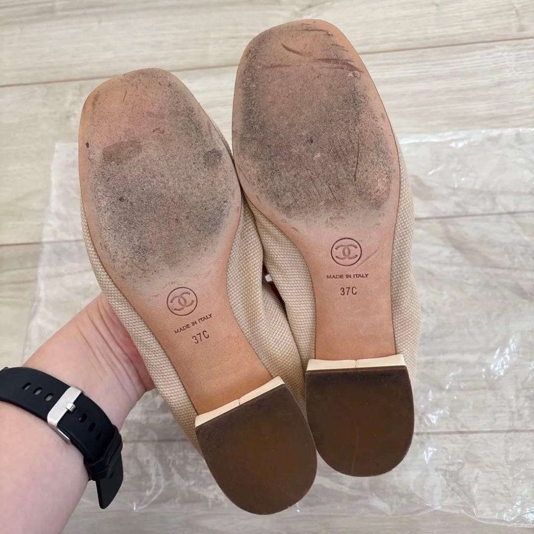 CHANEL シャネル バレエシューズ フラットシューズ ベージュ×アイボリー