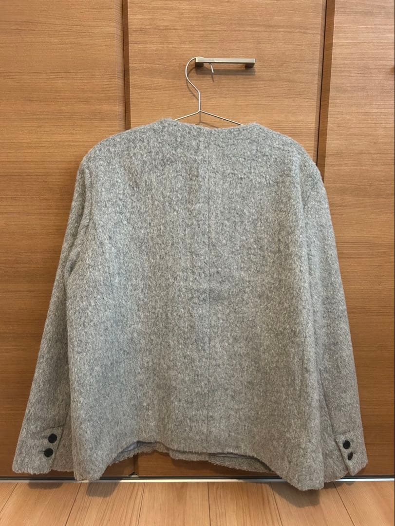 FEKETE フェケテ　ノーカラーウールシャギージャケット　M グレー