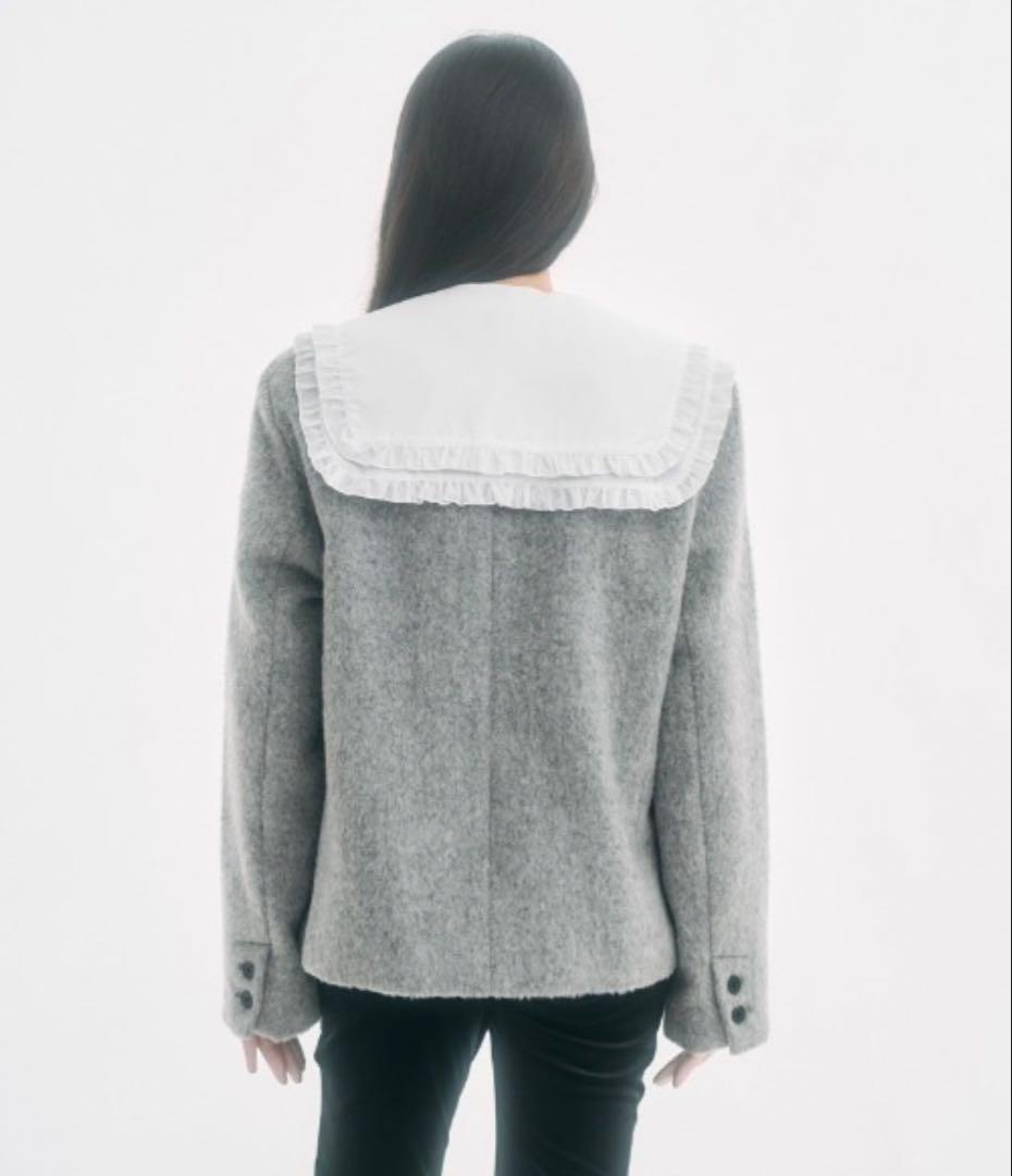 FEKETE フェケテ　ノーカラーウールシャギージャケット　M グレー