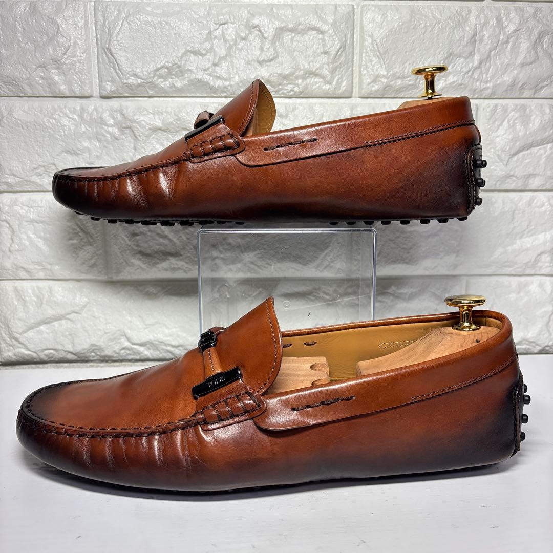 【美品】TOD’S トッズ ダブルT　ドライビングシューズ レザー ブラウン