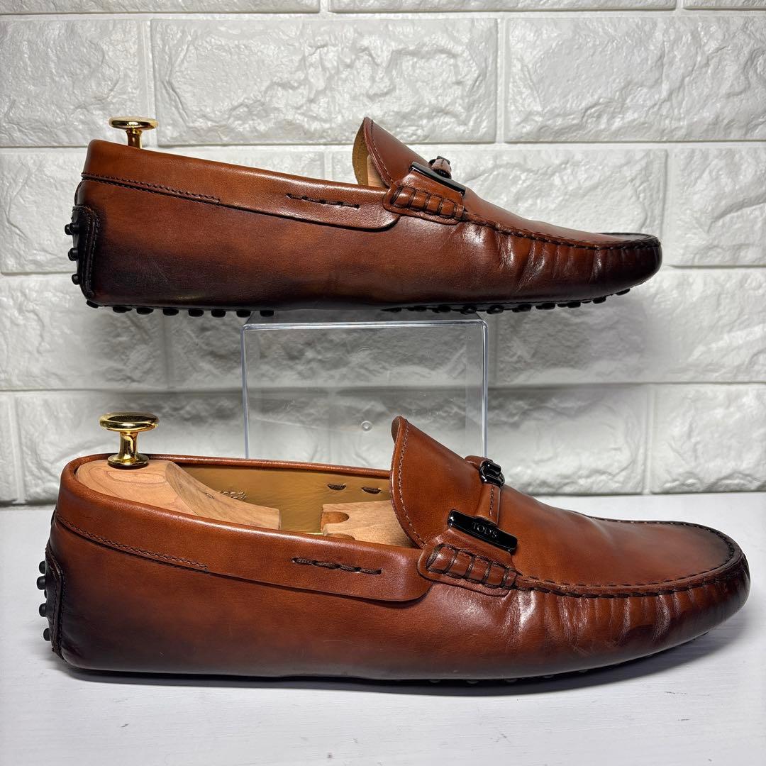 【美品】TOD’S トッズ ダブルT　ドライビングシューズ レザー ブラウン