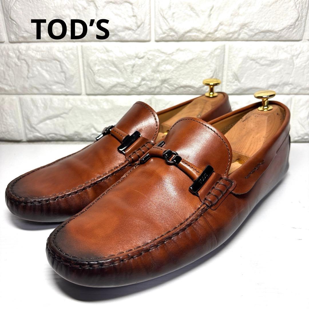 【美品】TOD’S トッズ ダブルT　ドライビングシューズ レザー ブラウン