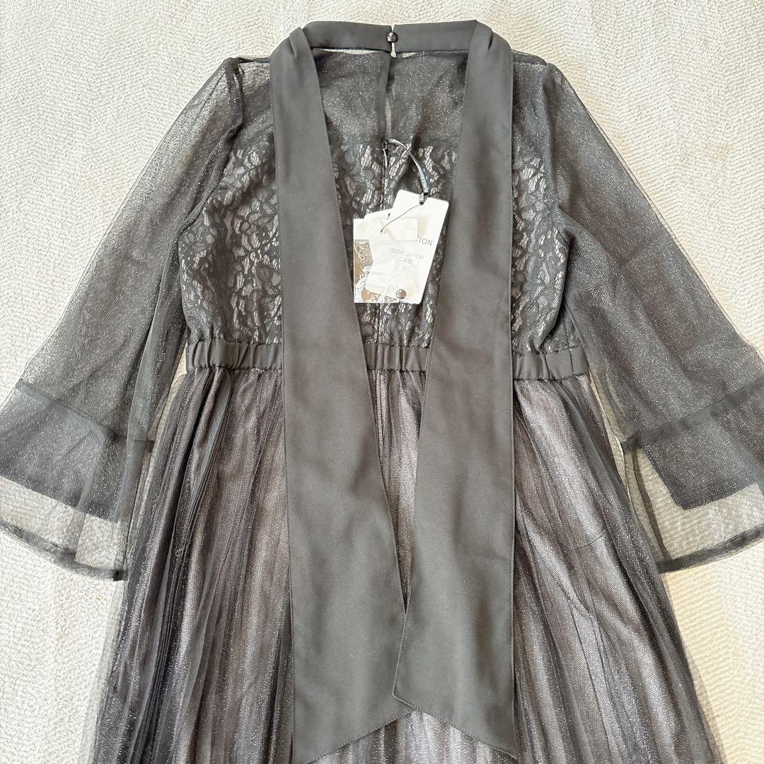 新品タグ付き✨ ルイルエブティック 黒 レースチュール ドレス L 結婚式