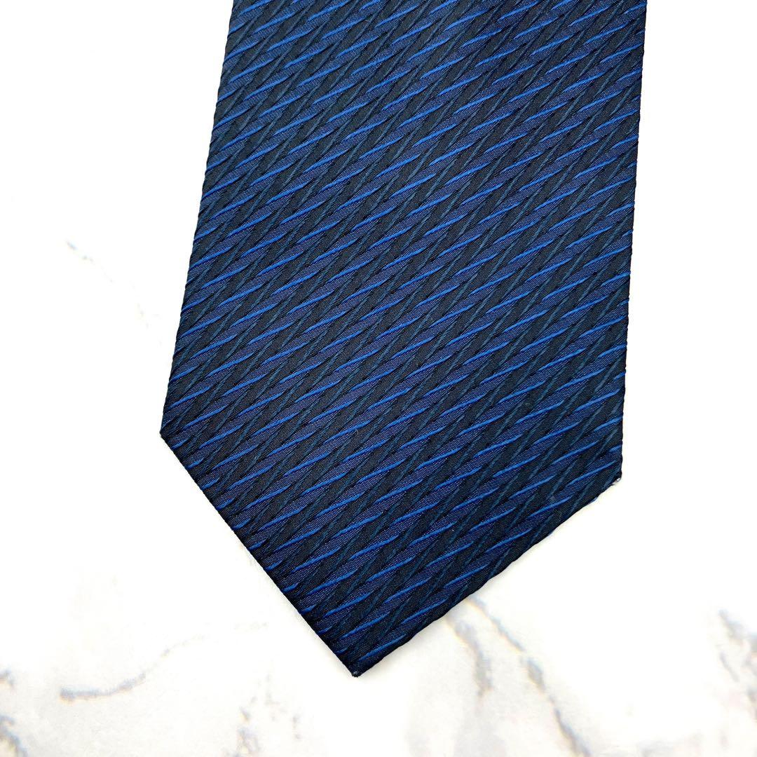 ◆美品◆Christian Dior ネクタイ 青色 幾何学模様 光沢感