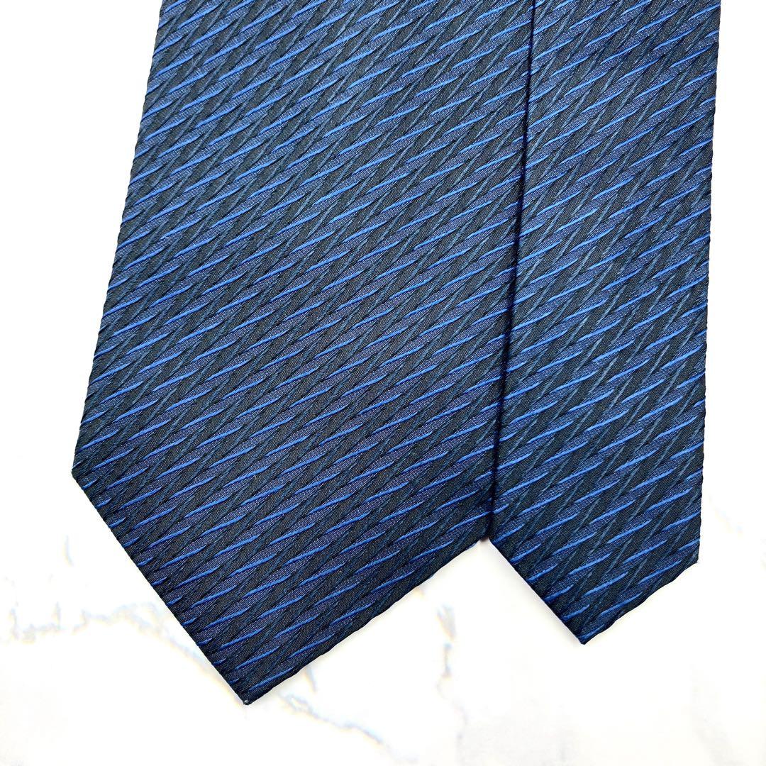 ◆美品◆Christian Dior ネクタイ 青色 幾何学模様 光沢感