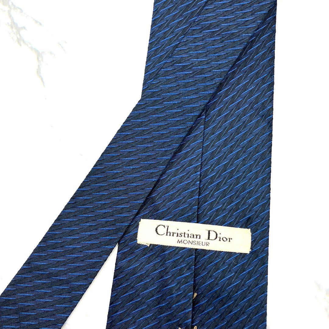 ◆美品◆Christian Dior ネクタイ 青色 幾何学模様 光沢感