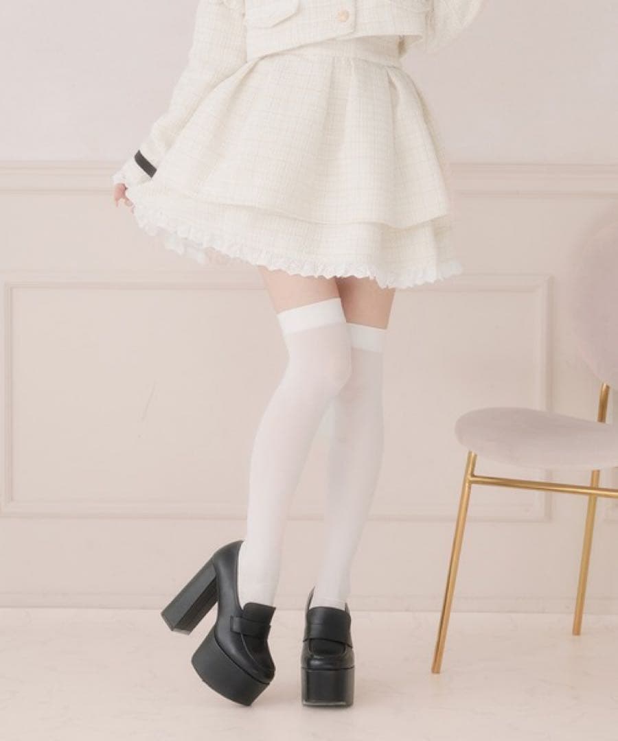 Pal elfy　コットンレースツイードスカート　オフホワイト