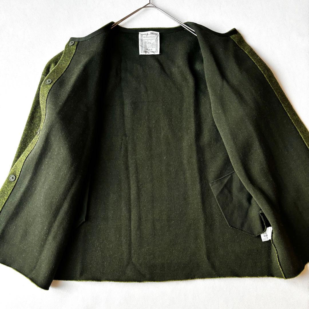 BEARDSLEY 洗えるニットコート　ラクーンニット　オリーブグリーン